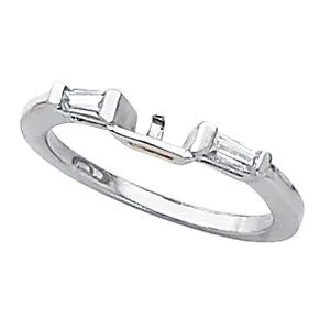 Baguette Accented Wedding Band in 14k White Gold, Size 7