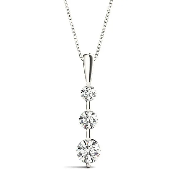 Bar Set 0.50 ctw Graduated Diamond Three Stone Necklace Pendant