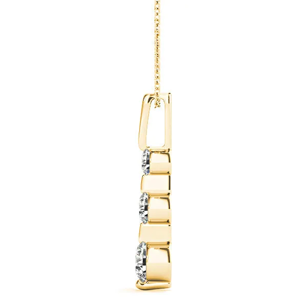Bar Set 0.50 ctw Graduated Diamond Three Stone Necklace Pendant