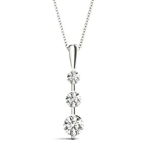 Bar Set 0.50 ctw Graduated Diamond Three Stone Necklace Pendant