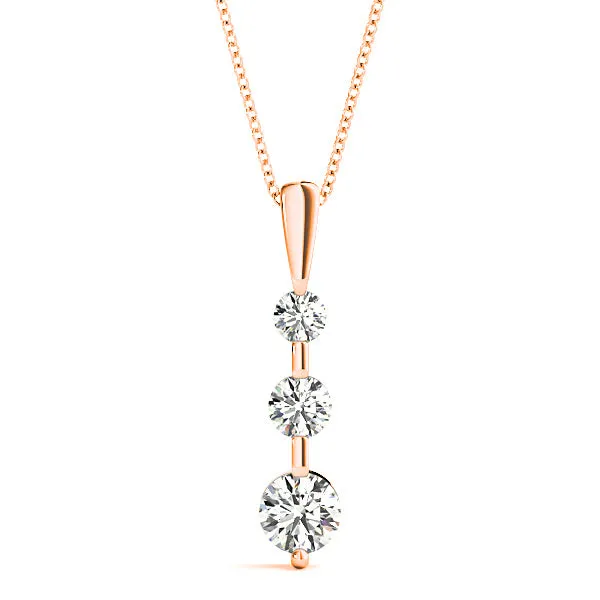 Bar Set 0.50 ctw Graduated Diamond Three Stone Necklace Pendant