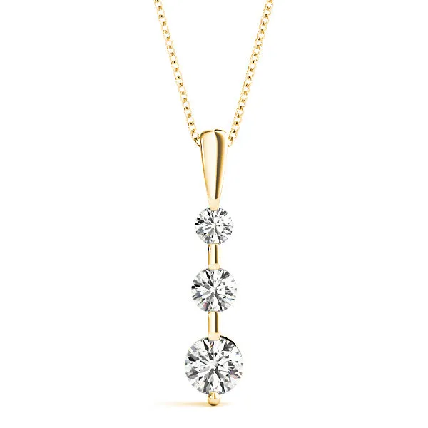 Bar Set 0.50 ctw Graduated Diamond Three Stone Necklace Pendant