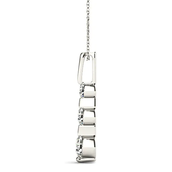 Bar Set 0.50 ctw Graduated Diamond Three Stone Necklace Pendant