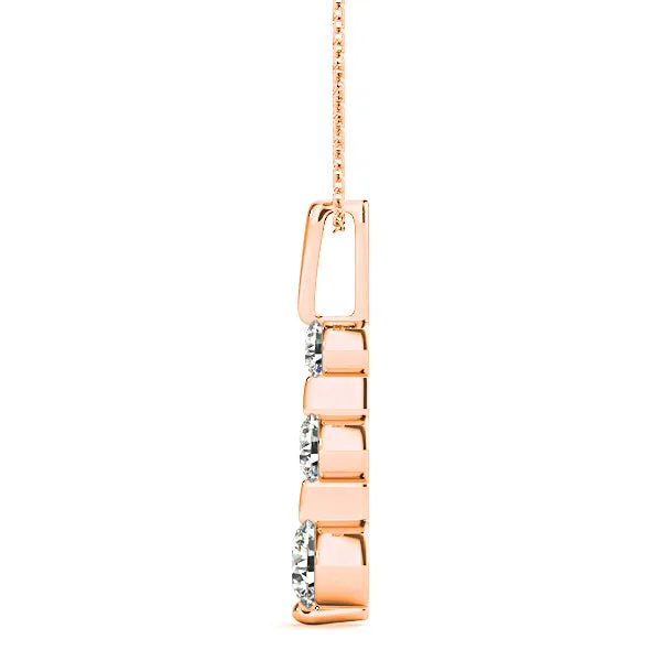 Bar Set 0.50 ctw Graduated Diamond Three Stone Necklace Pendant
