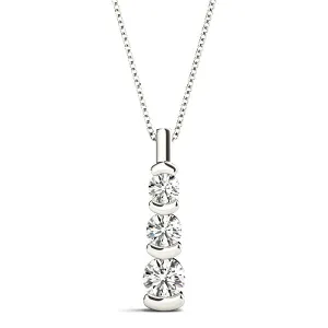 Bar Set 1.00 ctw Graduated Diamond Three Stone Necklace Pendant