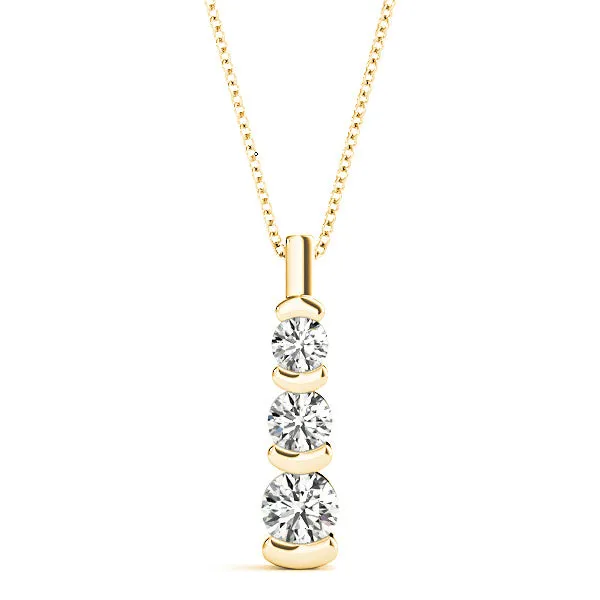 Bar Set 1.00 ctw Graduated Diamond Three Stone Necklace Pendant