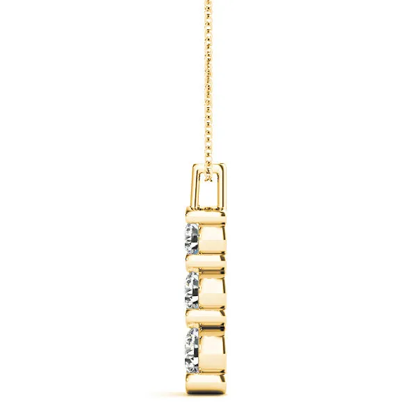 Bar Set 1.00 ctw Graduated Diamond Three Stone Necklace Pendant