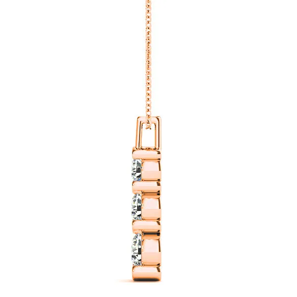 Bar Set 1.00 ctw Graduated Diamond Three Stone Necklace Pendant