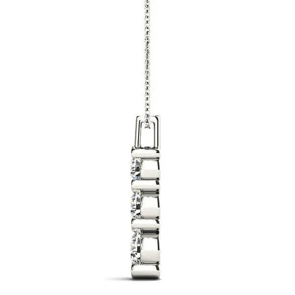 Bar Set 1.00 ctw Graduated Diamond Three Stone Necklace Pendant