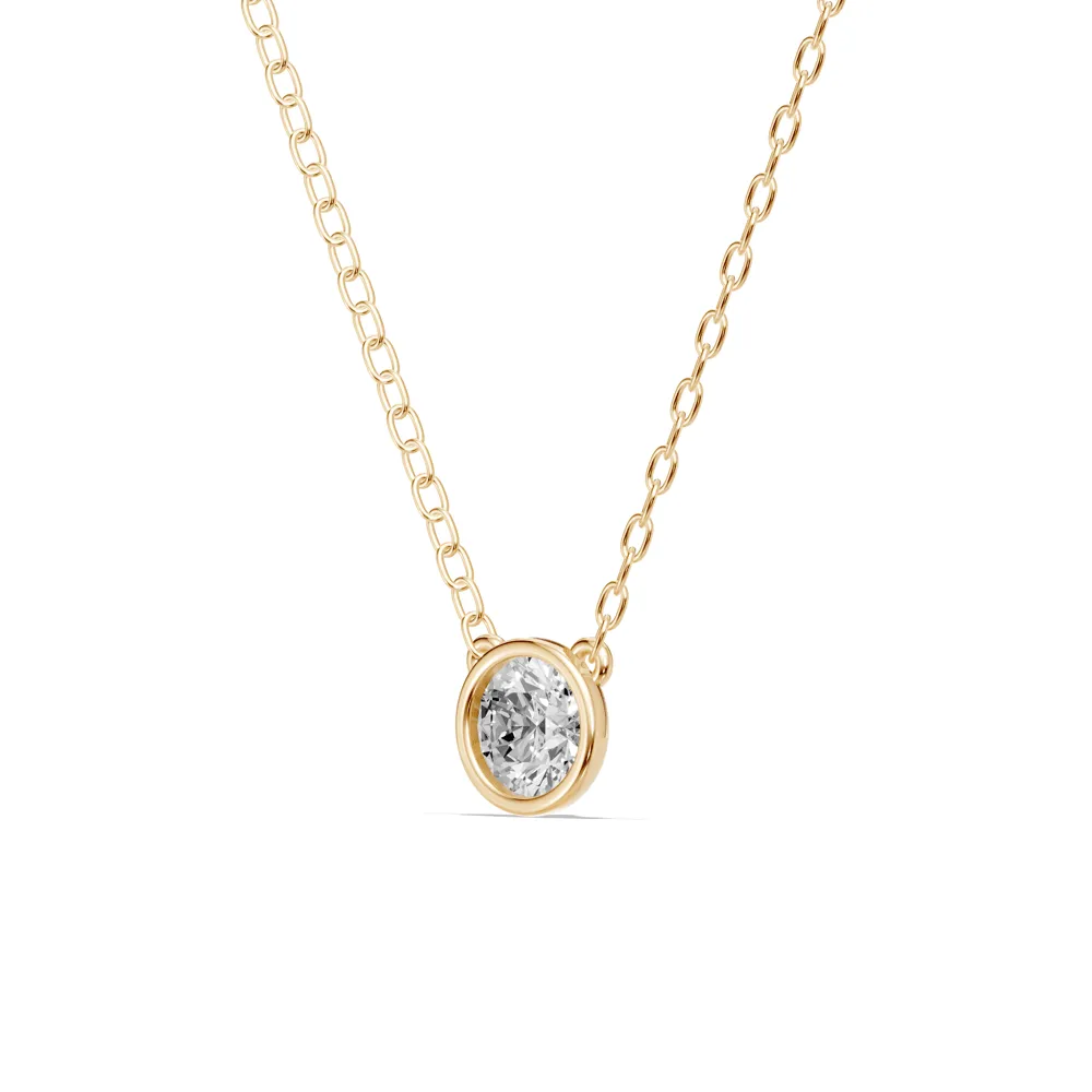 Bezel Necklace with 1/5ct of Laboratory Grown Diamonds in 9ct Yellow Gold