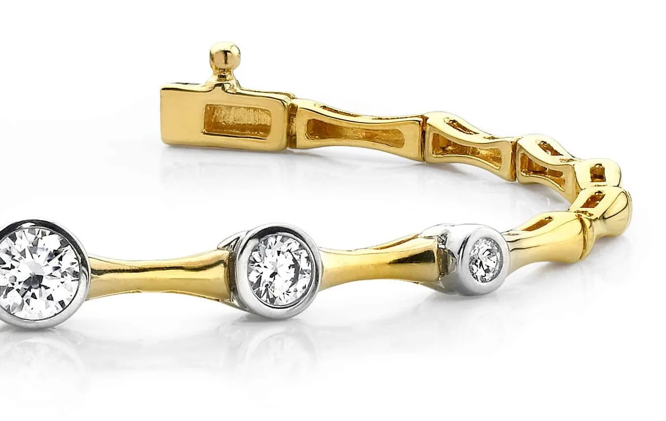 Bezel Set Diamond Column Diamond Bracelet with 0.70 ct.(finished) 3.0mm, 3.5mm, 3.8mm