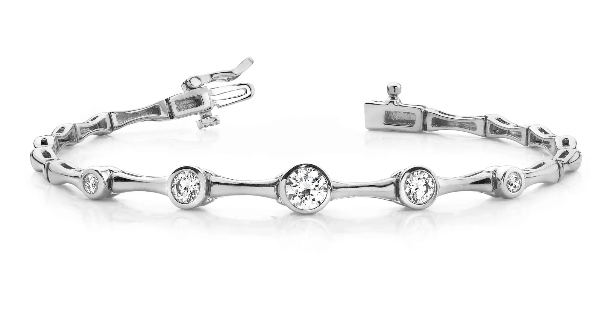 Bezel Set Diamond Column Diamond Bracelet with 0.70 ct.(finished) 3.0mm, 3.5mm, 3.8mm