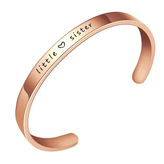 Big, Middle, Little Sister Stainless Steel Bangle Cuff Bracelet
