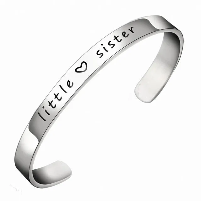 Big, Middle, Little Sister Stainless Steel Bangle Cuff Bracelet