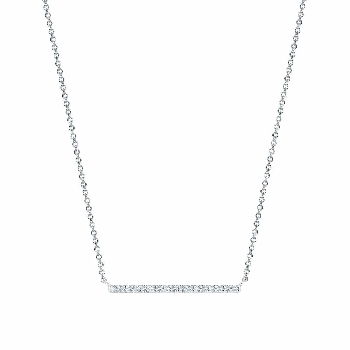 Birks 18K White Gold Horizontal Diamond Bar Necklace