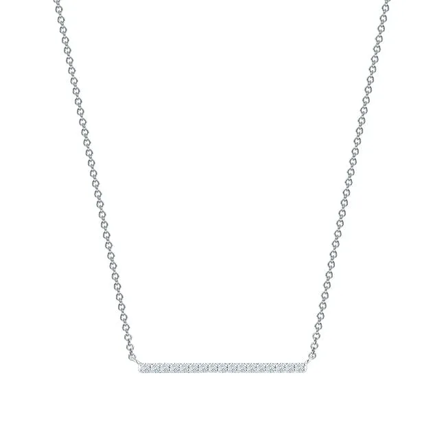 Birks 18K White Gold Horizontal Diamond Bar Necklace