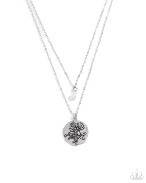 Birthstone Beauty - White - Pearl June Flower Pendant Tiered Paparazzi Short Necklace