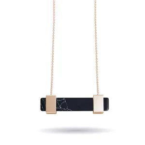 Black Agate | Rose Gold | Gemstone Bar Necklace