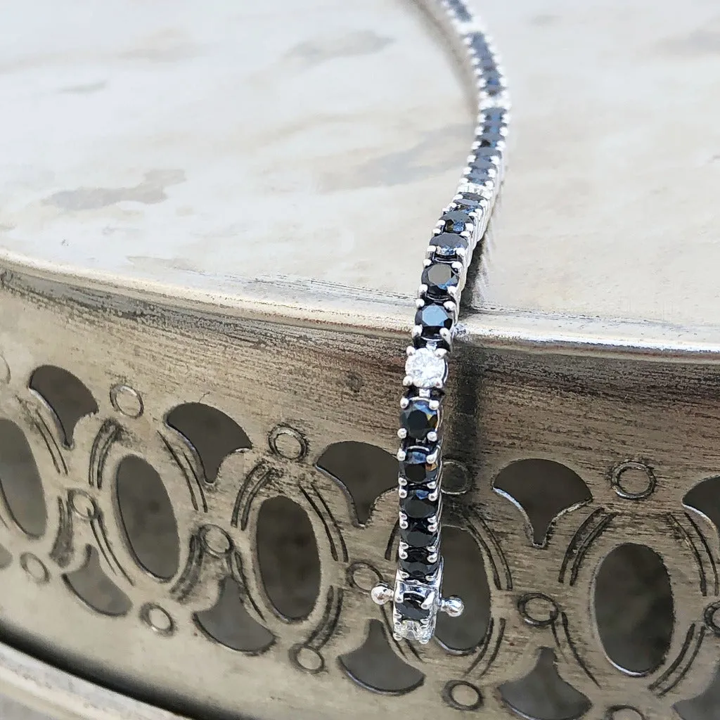 Black and White Diamond Tennis Bracelet