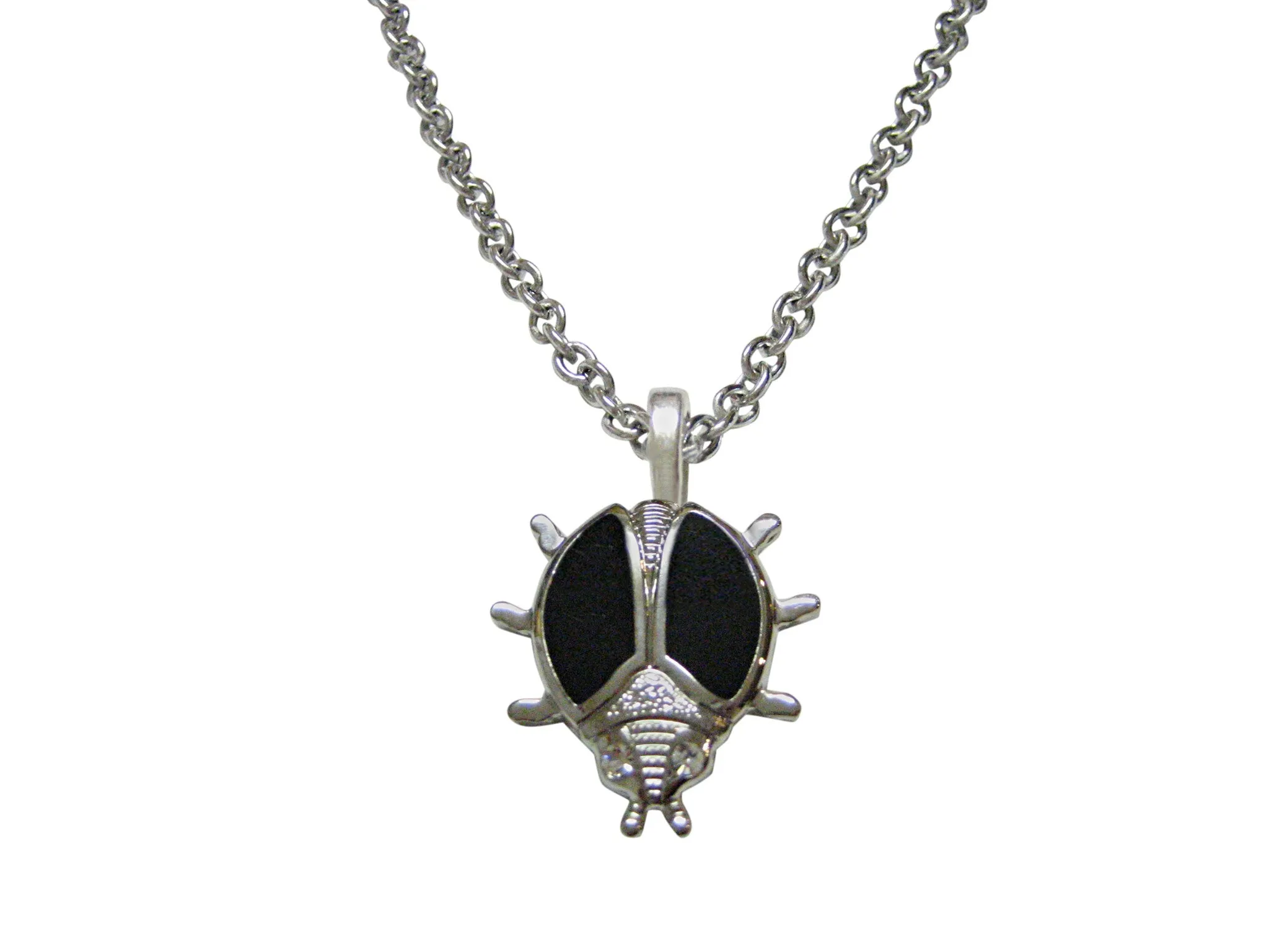 Black Bug Pendant Necklace