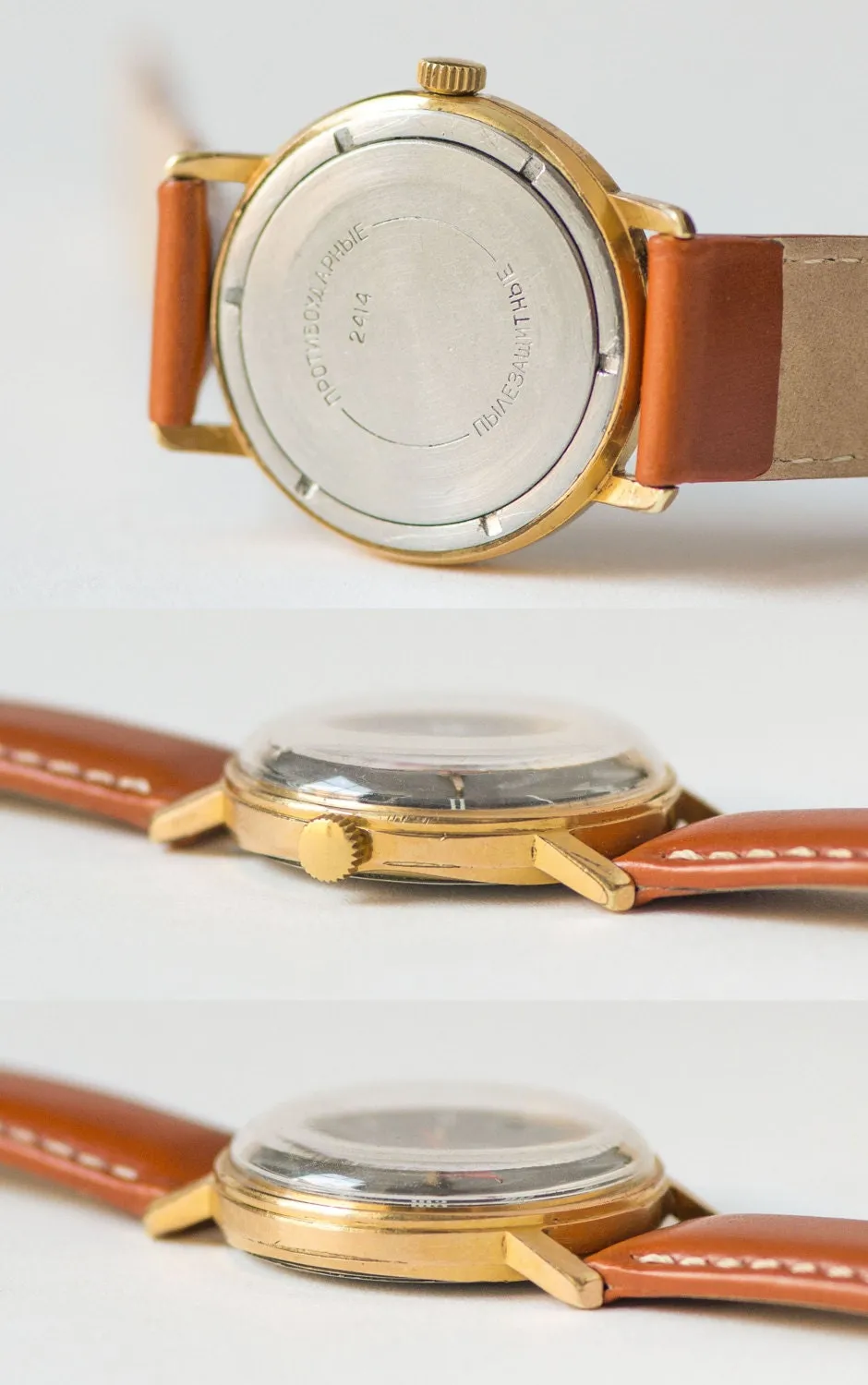 Black face men's watch Vostok\East, gold plated watch him, shockproof men's watch, dust protected boyfriend watch, new premium leather strap