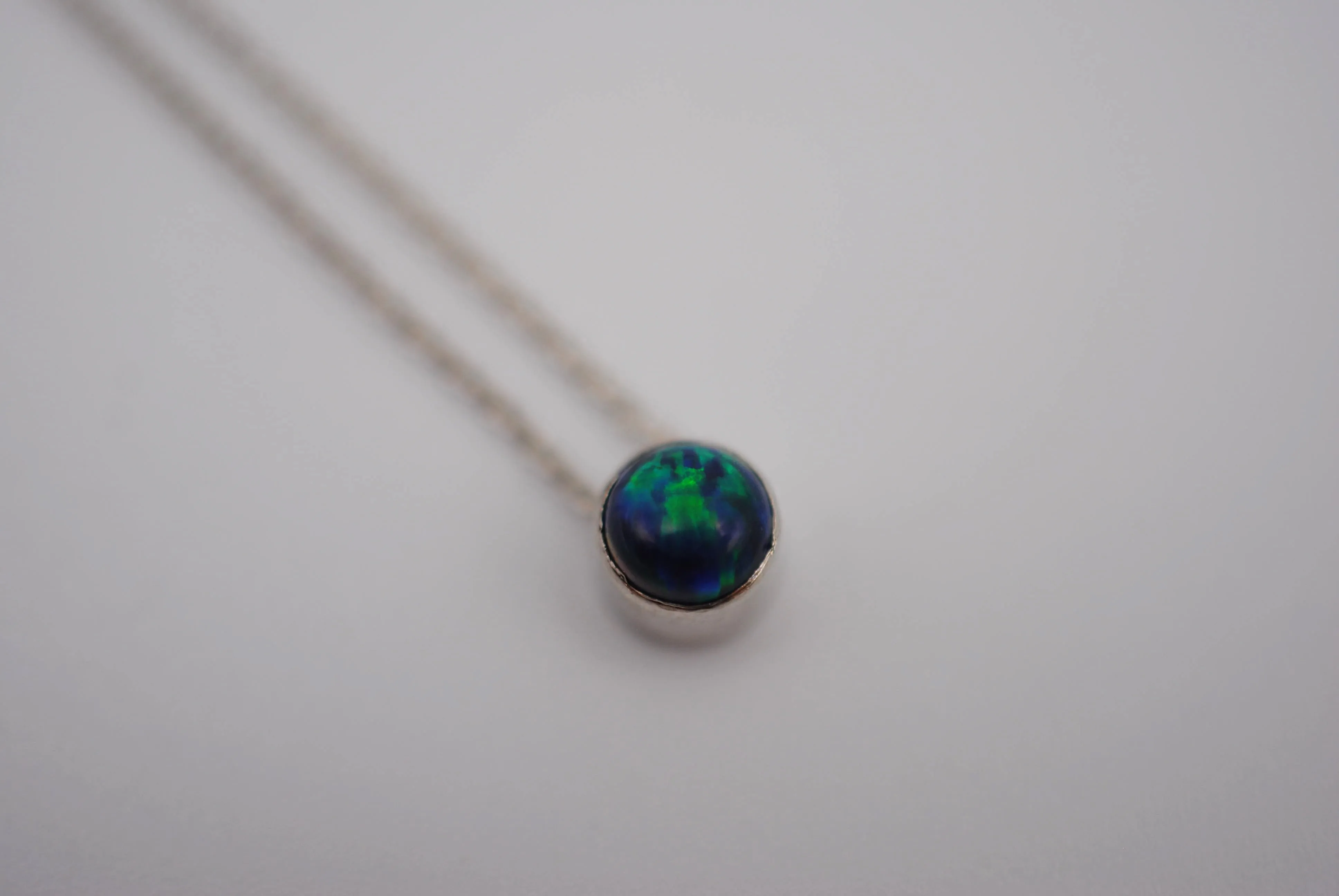 Black Opal Bezel Setting Silver Pendant Necklace