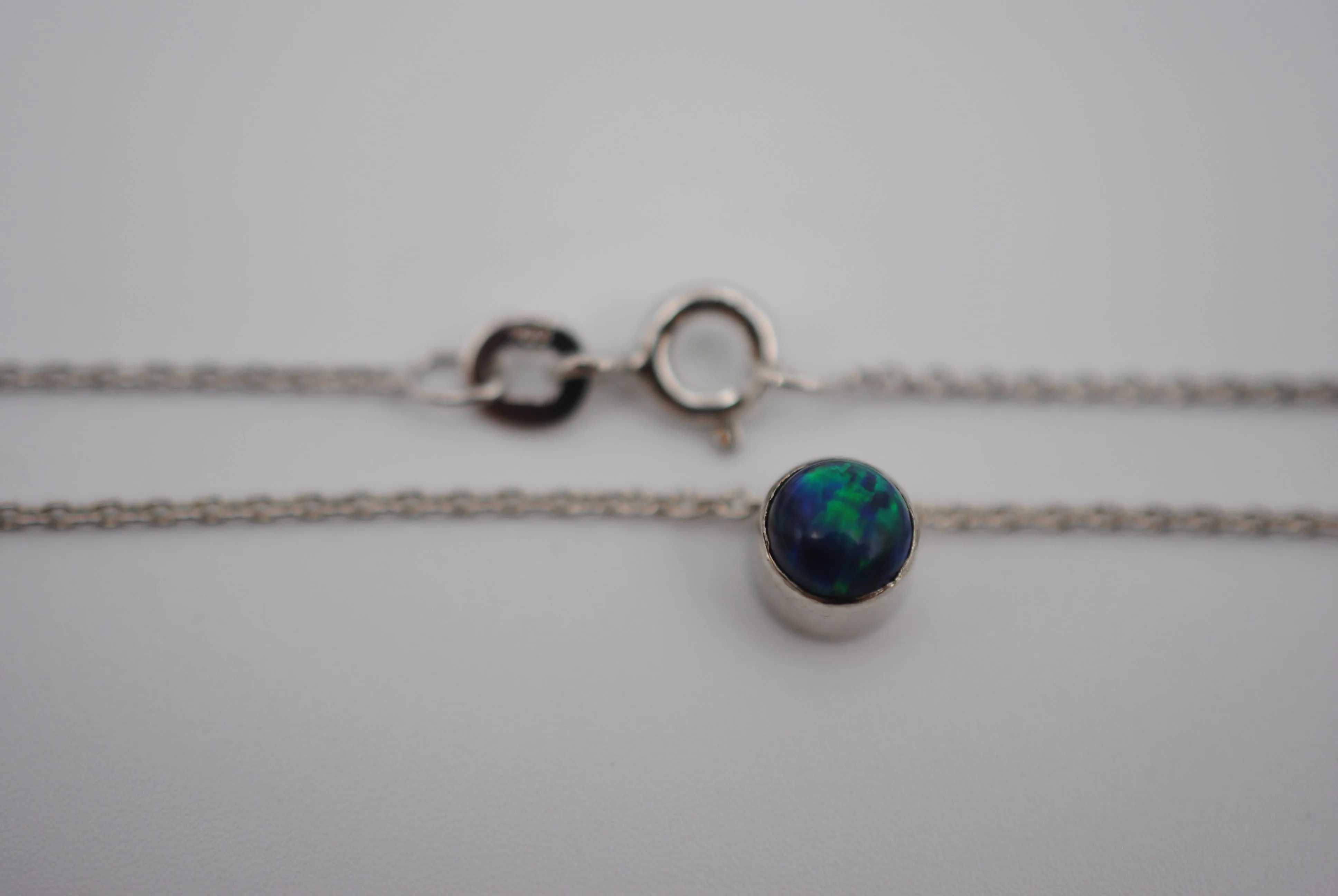 Black Opal Bezel Setting Silver Pendant Necklace