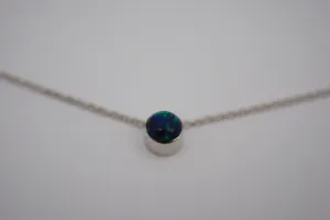 Black Opal Bezel Setting Silver Pendant Necklace