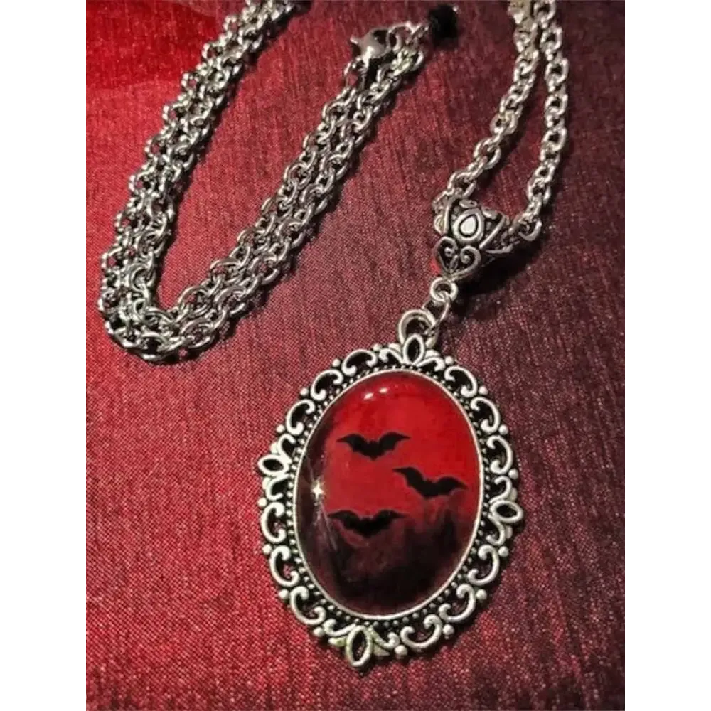 Blood Dracula Inspired Resin Necklace for Y2K Style Jackets