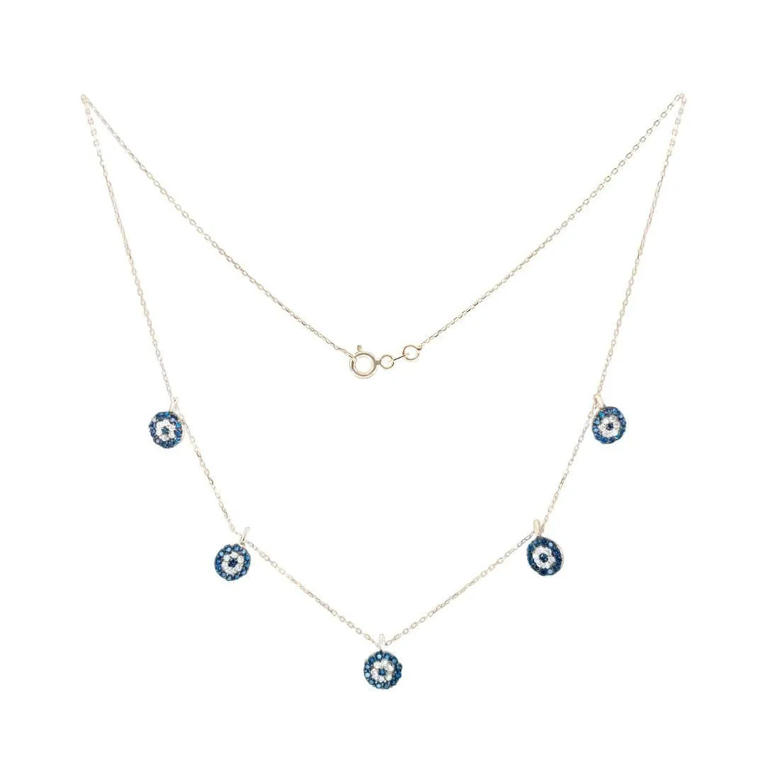 Blue Eye 5 Elements Gold Necklace