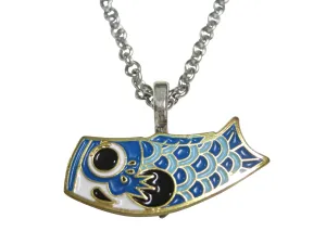 Blue Toned Festival Koi Flag Koinobori Pendant Necklace