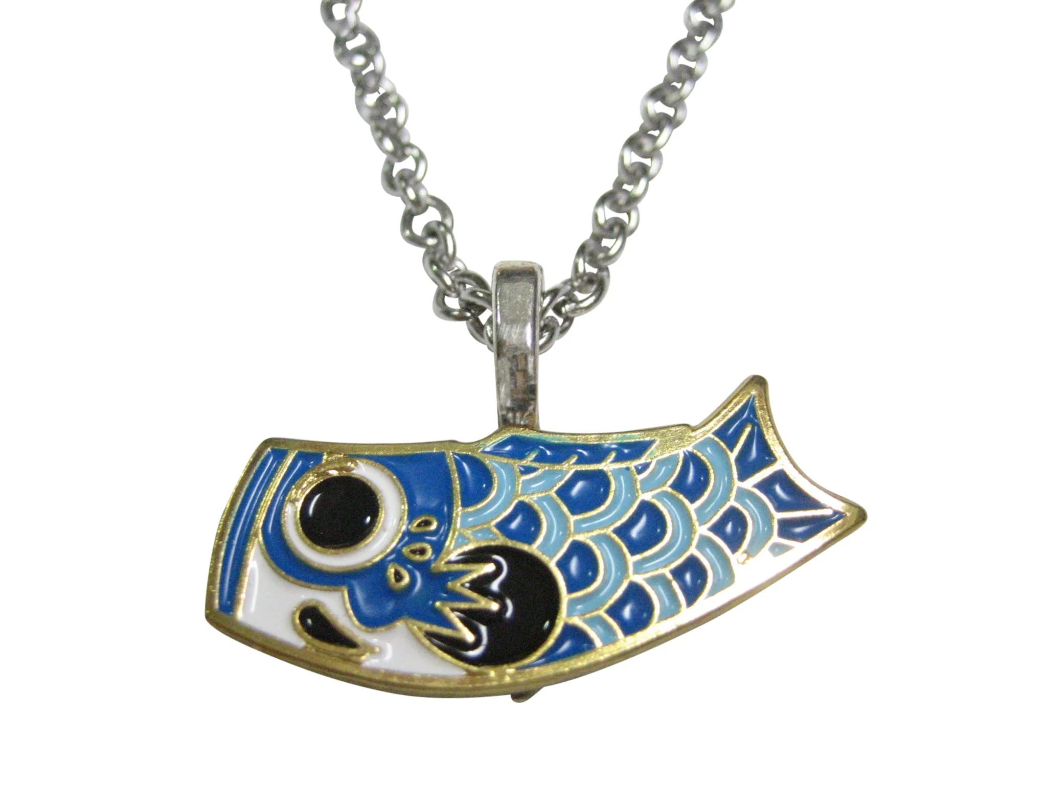 Blue Toned Festival Koi Flag Koinobori Pendant Necklace
