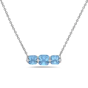 Blue Topaz And Diamond Halo Necklace