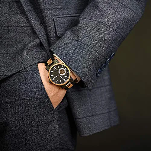BOBO BIRD Mens Automatic Mechanical Watches Luxury Men Wood Stainless Steel Japan Movement Watch Wooden Wrist Watch Gift Idea for Him (Brown)