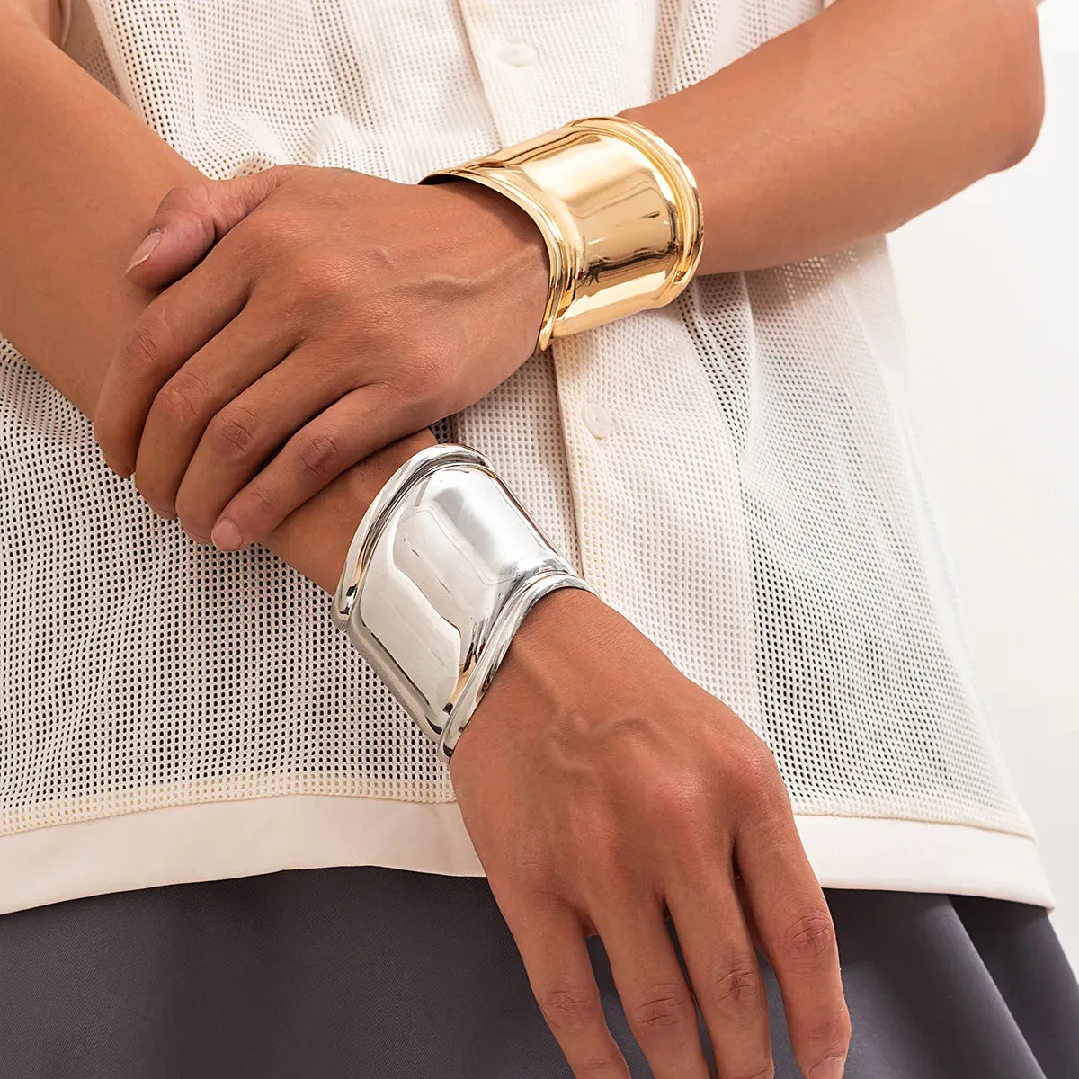 Bohemian Metal Wide Cuff Bangles Vintage Punk Simple Bracelets