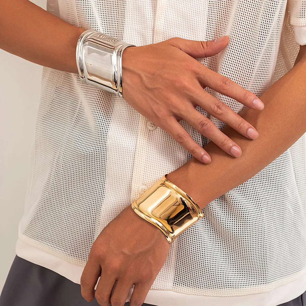 Bohemian Metal Wide Cuff Bangles Vintage Punk Simple Bracelets