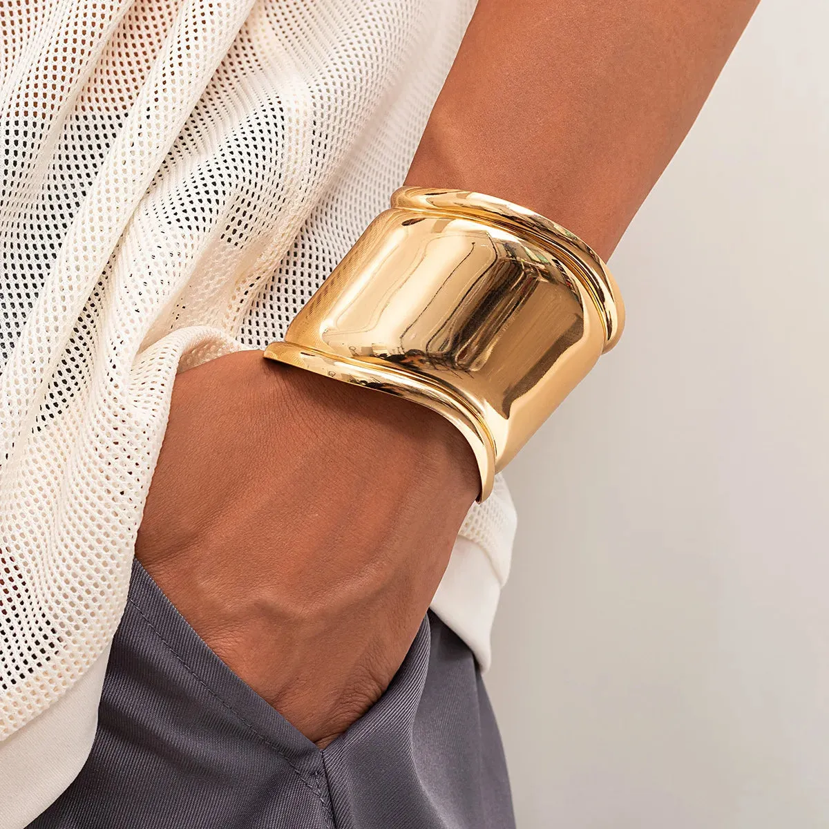 Bohemian Metal Wide Cuff Bangles Vintage Punk Simple Bracelets