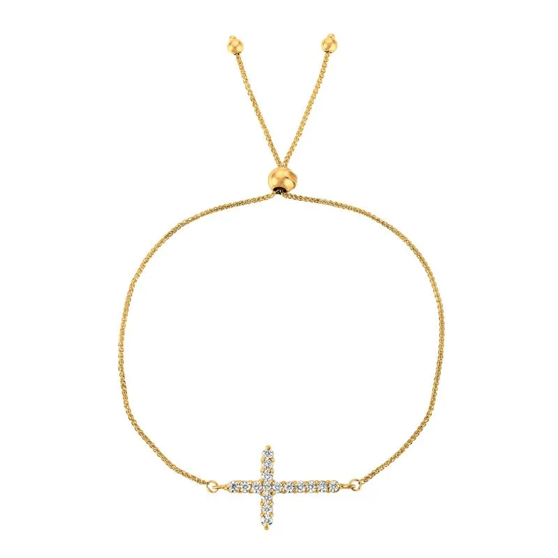 BOLO DIAMOND CROSS BRACELET 14K GOLD (0.5 CTW)