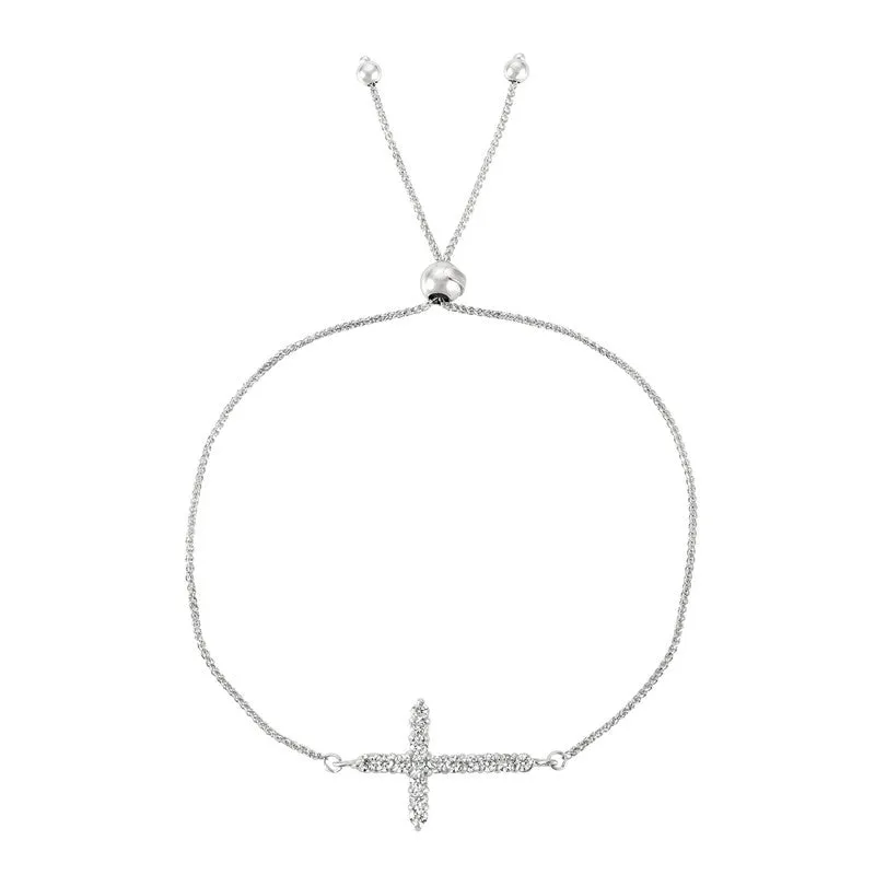 BOLO DIAMOND CROSS BRACELET 14K GOLD (0.5 CTW)