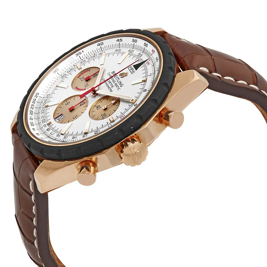 Breitling Chono-Matic 18kt Rose Gold Chronograph Automatic Chronometer Silver Dial Men's Watch R1436002/G660BRCT