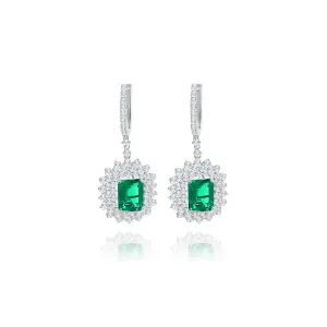 Brilliant cut Diamonds & Emerald cut Emerald " Lumina"  Earrings