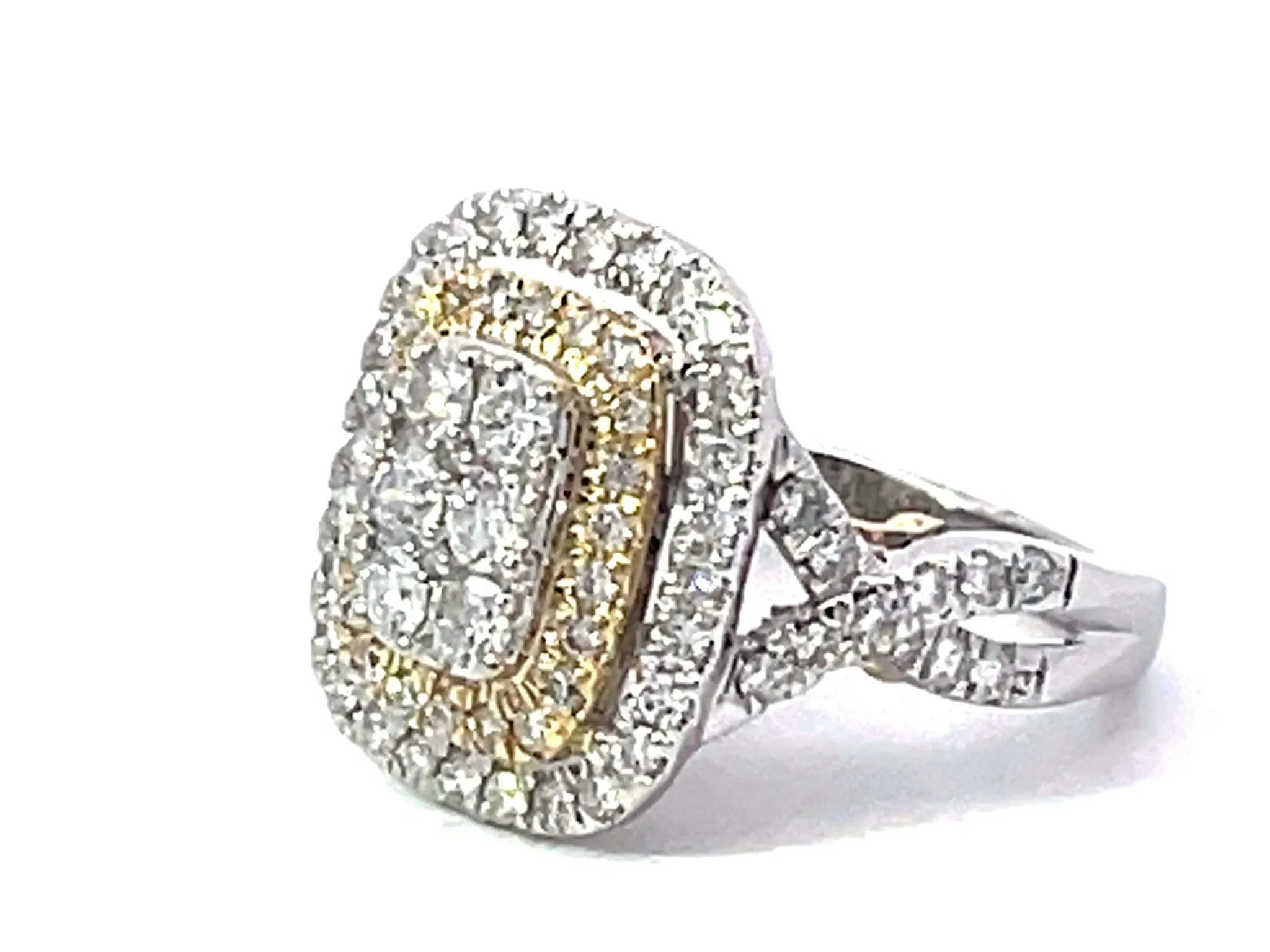 Brilliant Diamond Cluster Double Halo Ring 10K Gold
