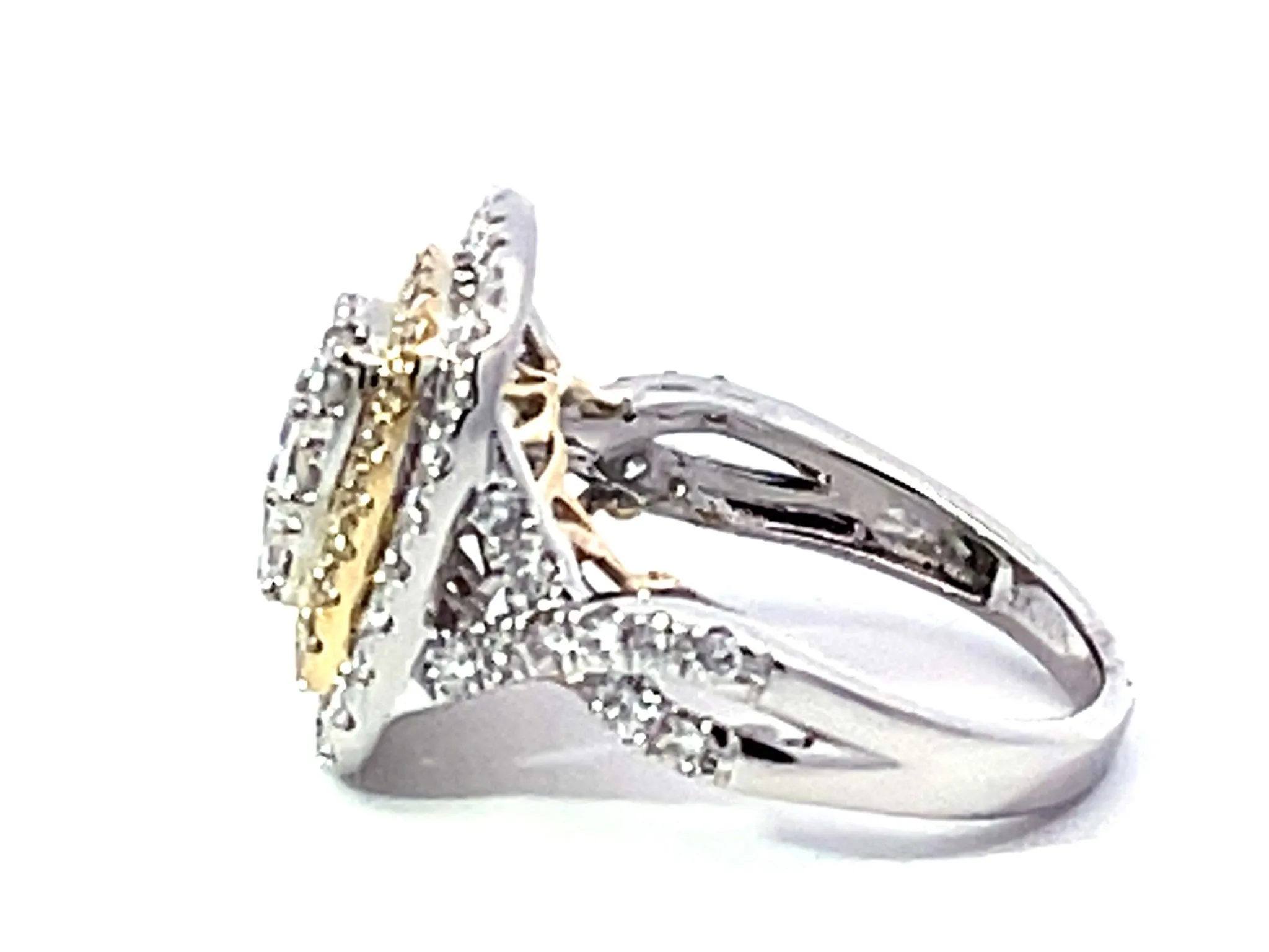 Brilliant Diamond Cluster Double Halo Ring 10K Gold