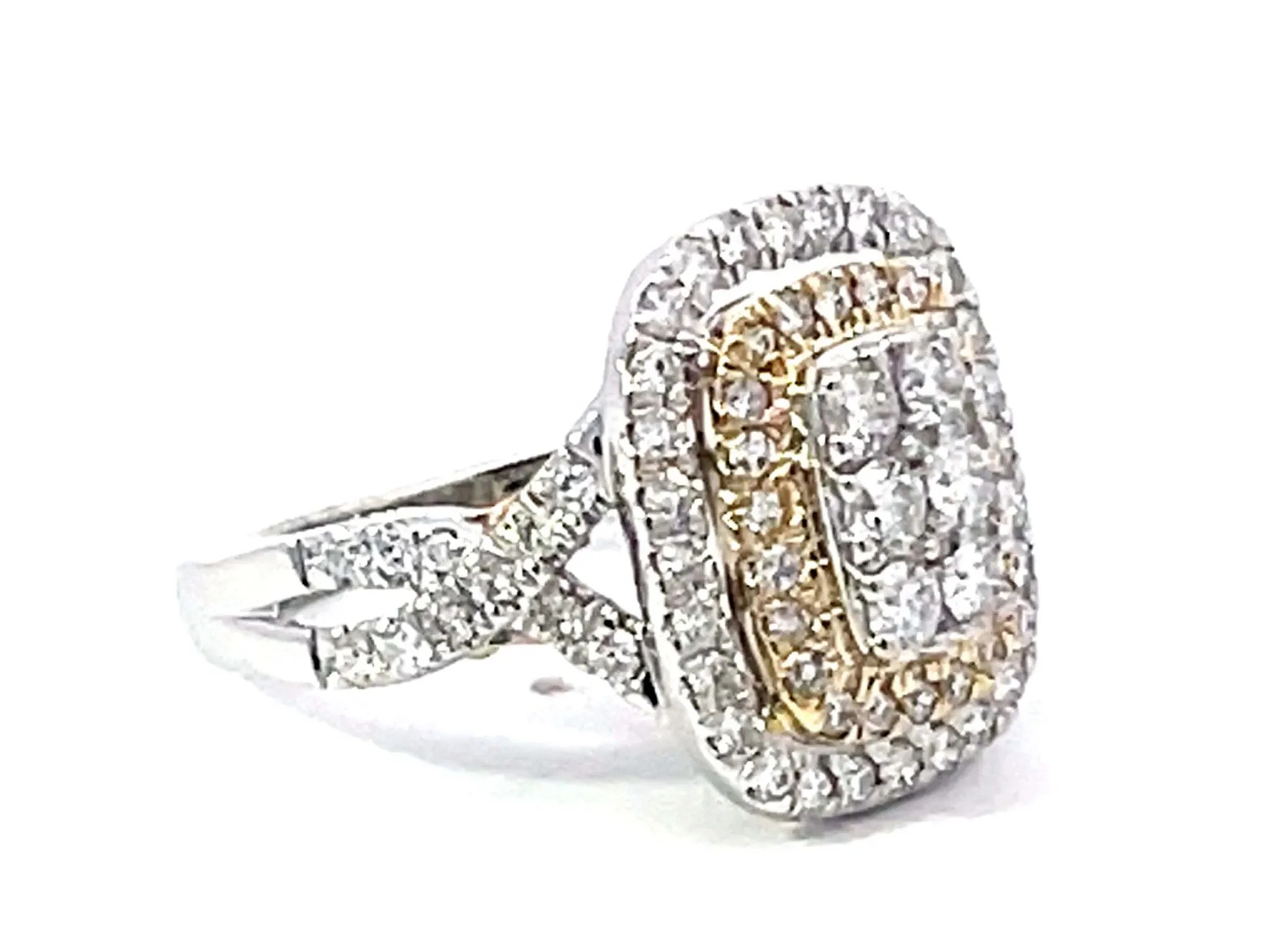 Brilliant Diamond Cluster Double Halo Ring 10K Gold