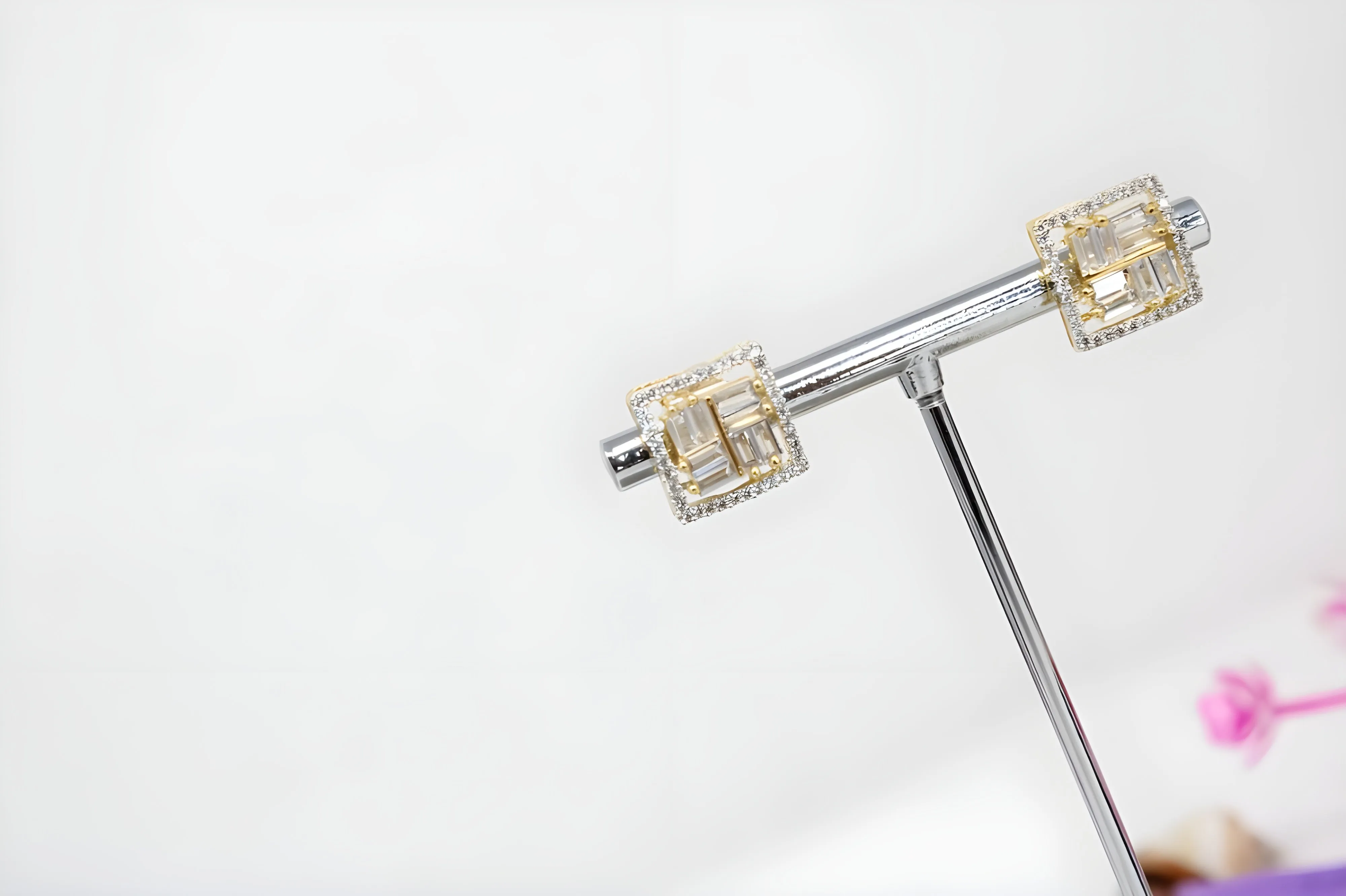 Brilliant Emerald Cut Diamond Stud Earrings