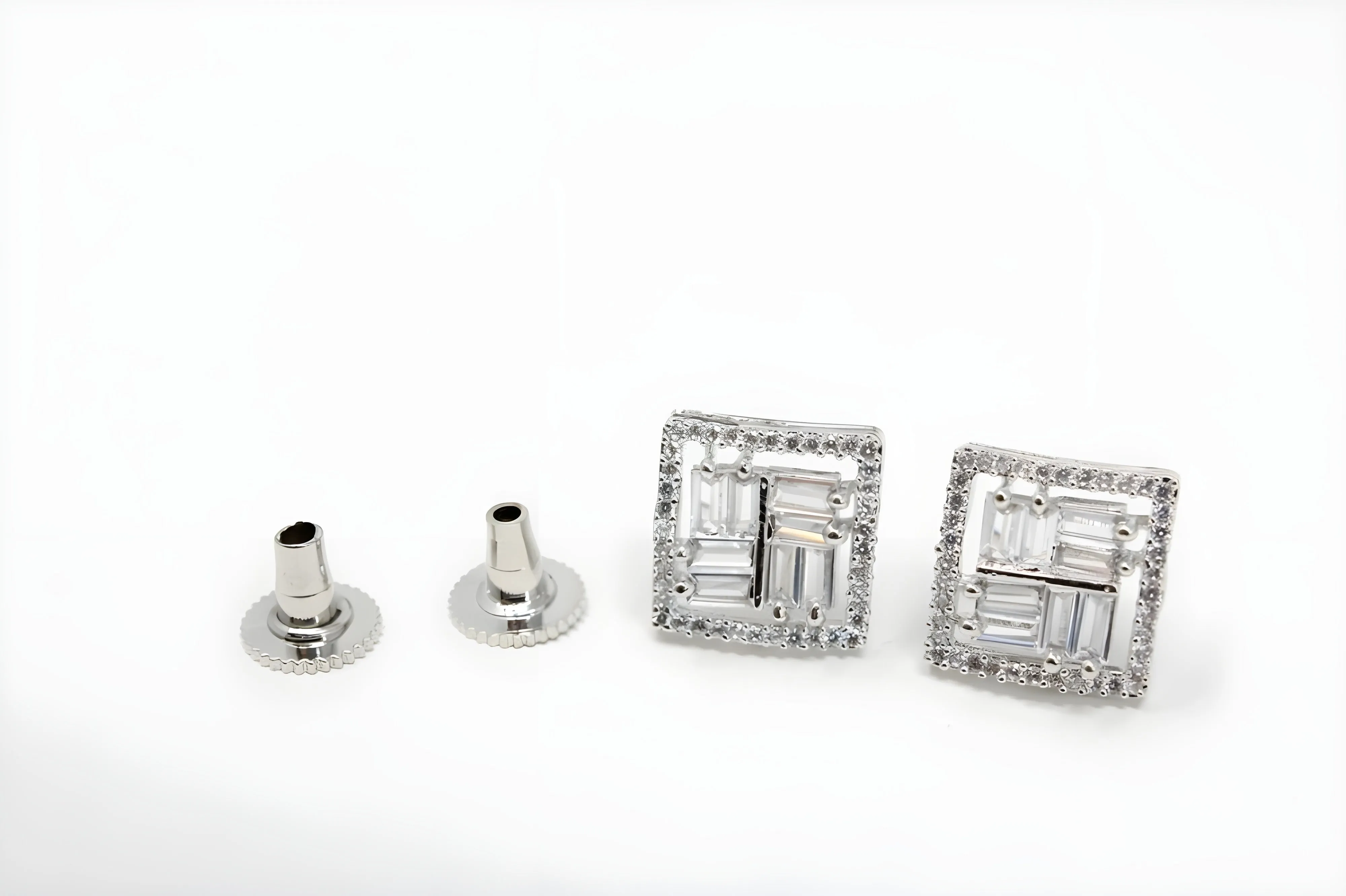 Brilliant Emerald Cut Diamond Stud Earrings
