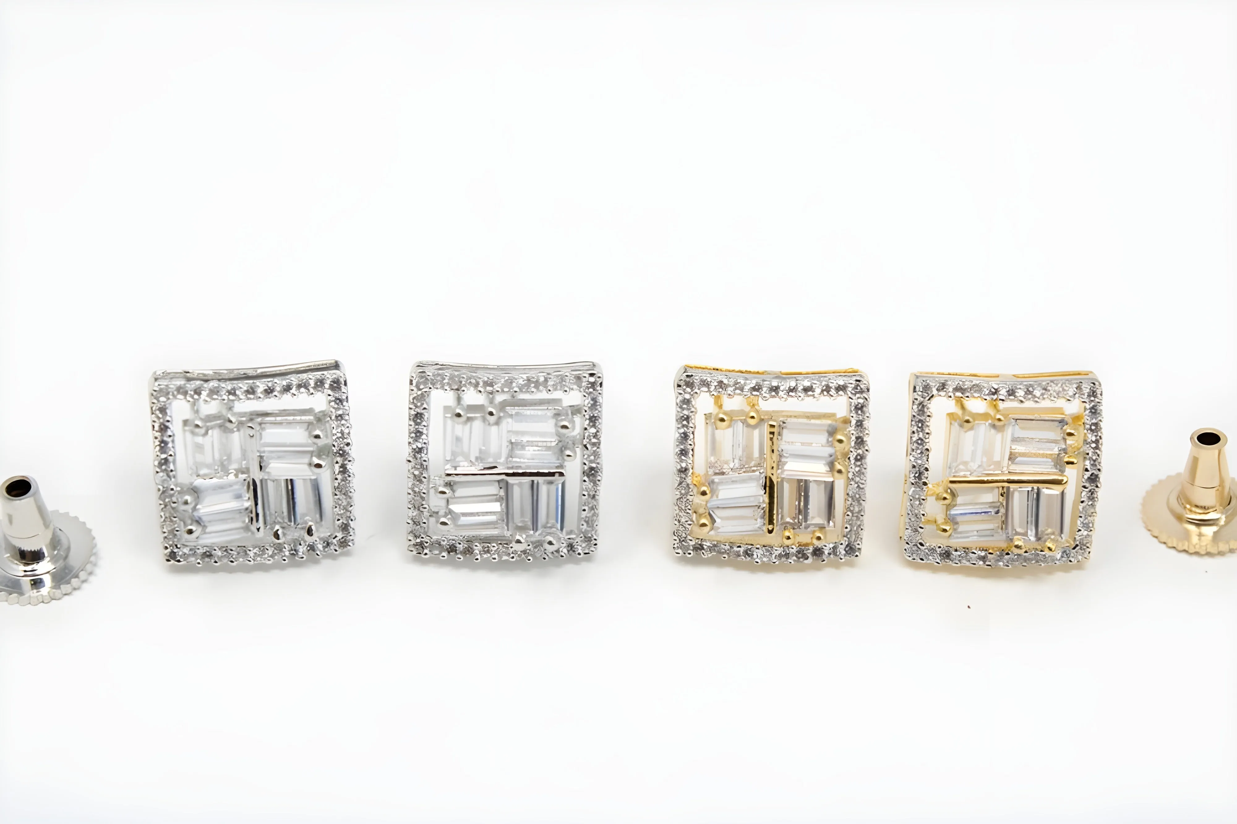 Brilliant Emerald Cut Diamond Stud Earrings