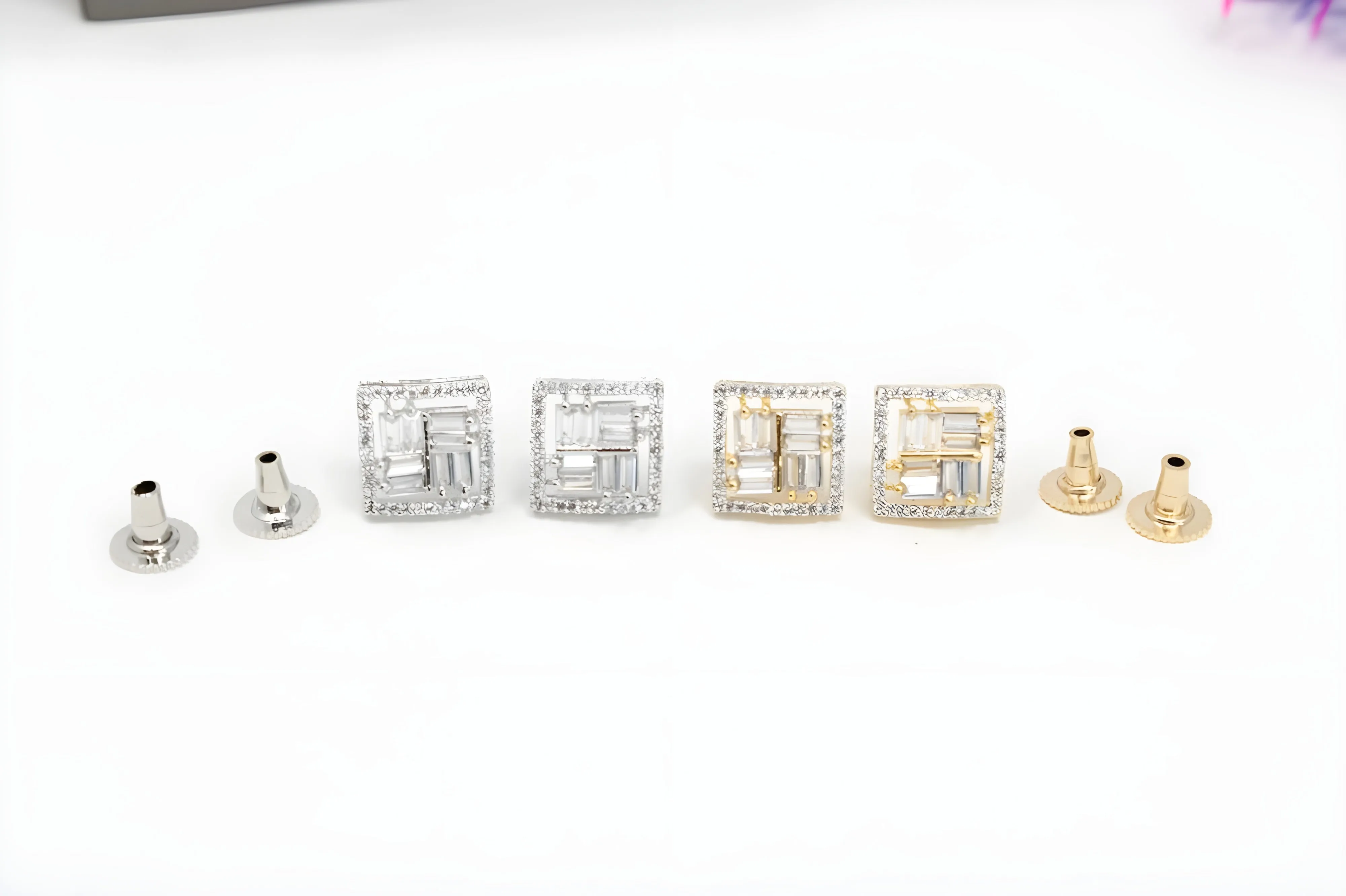 Brilliant Emerald Cut Diamond Stud Earrings