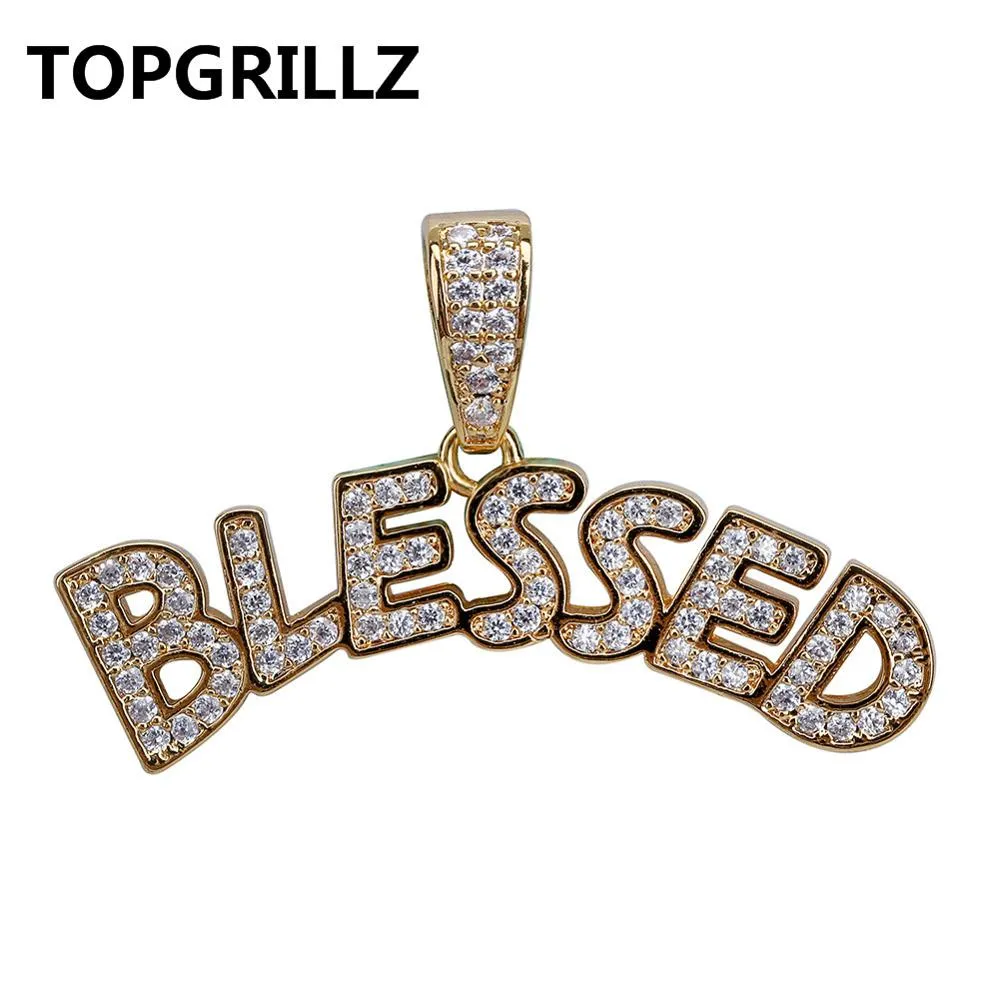 Bubble Letters BLESSED Pendant Necklace