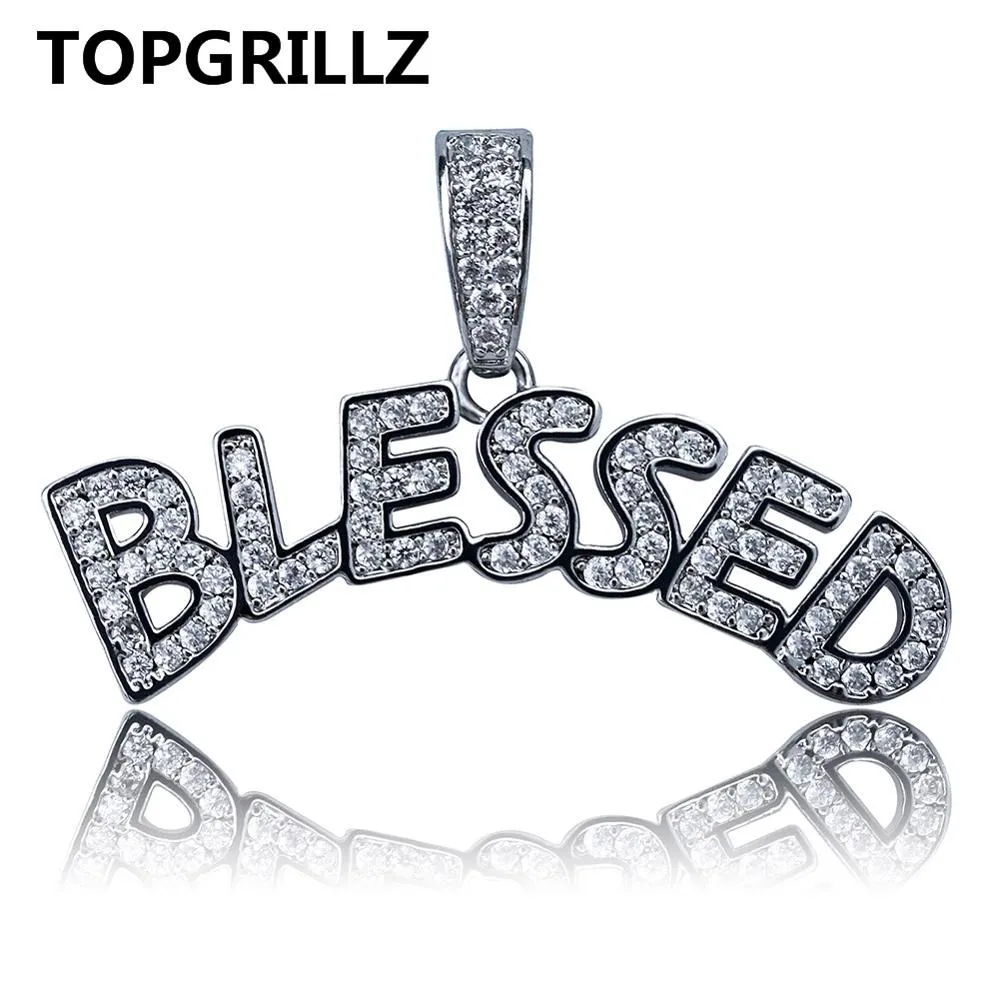 Bubble Letters BLESSED Pendant Necklace